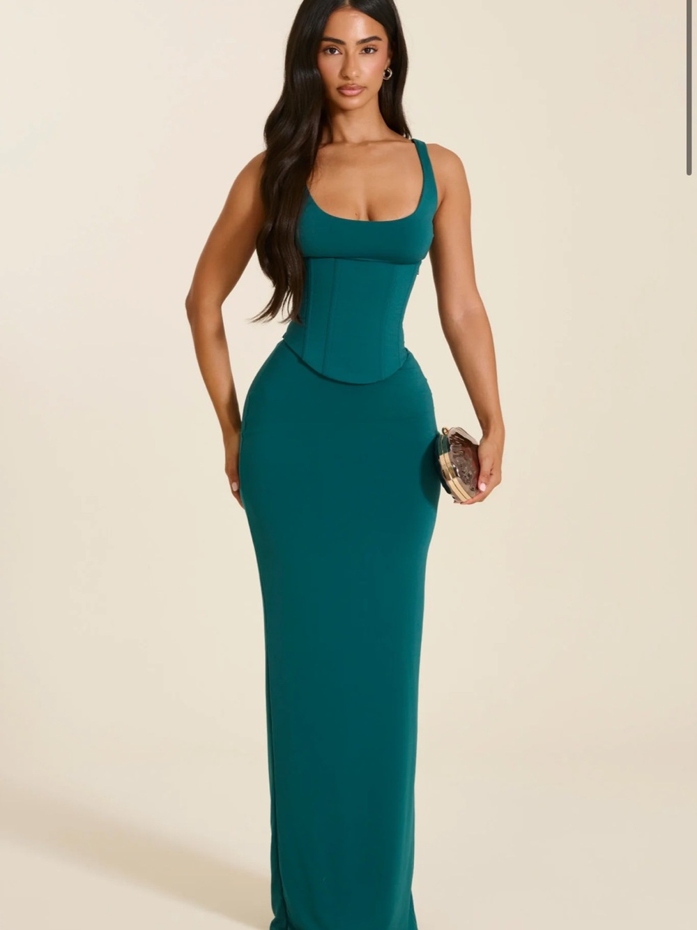 Teal Corset-Style Maxi Dress - Women